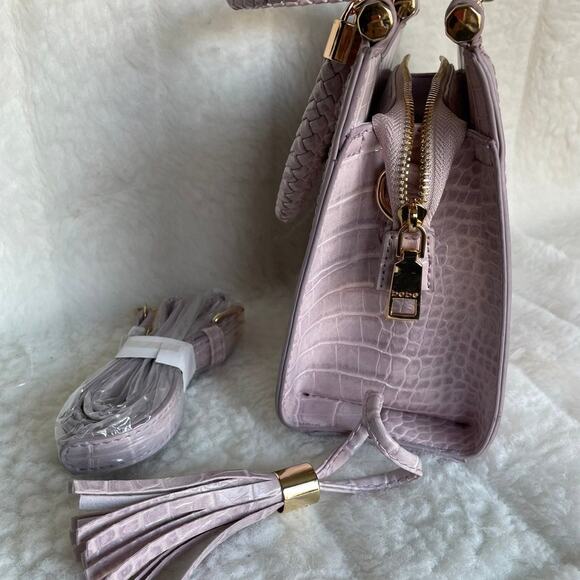 Brand New "bebe” Natalie Mini Satchel Crossbody Lavender Gold LOGO - Picture 4 of 8